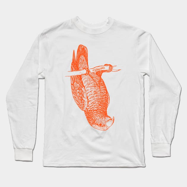 The Upside Down - Balancing Act, Funny Parrot Long Sleeve T-Shirt by Kcaand